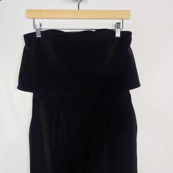 Express Size 2 Black Wide Leg Strapless Jumpsuit Cocktail Pockets Zip Back - Picture 3 of 10